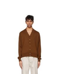 Lemaire Brown Knitted Double Collar Cardigan