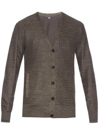 John Varvatos Micro Weave Silk And Cotton Blend Cardigan