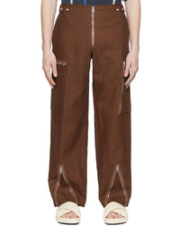 Jil Sander Brown Linen Cargo Pants
