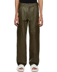 ALTU Khaki Cargo Pocket Leather Pants