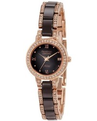 Swarovski Armitron 753919rgbn Brown Ceramic And Rose Gold Tone Crystal Accented Bracelet Watch
