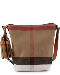 Brown Check Canvas Crossbody Bag