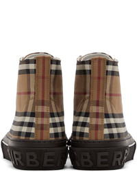 Burberry Brown Vintage Check High Top Sneakers