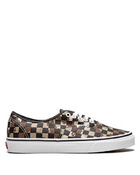 Brown Check Canvas Low Top Sneakers