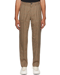 Ps By Paul Smith Brown Check Pleated Trousers