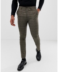 New Look Skinny Smart Trousers In Brown Check