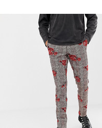 Heart & Dagger Skinny Trousers In Rose Check Print