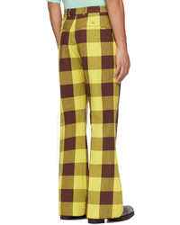 Acne Studios Yellow Brown Check Trousers