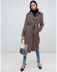 Selected Femme Check Wool Wrap Coat