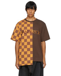 JW Anderson Brown Checkerboard Patchwork T Shirt