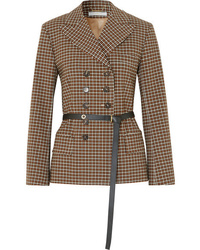 Brown Check Double Breasted Blazer