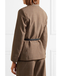 Chloé Belted Double Breasted Checked Woven Blazer