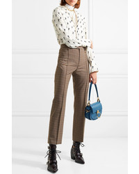 Chloé Cropped Checked Woven Straight Leg Pants