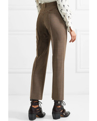 Chloé Cropped Checked Woven Straight Leg Pants