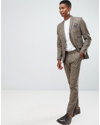 Selected Homme Slim Fit Suit Trouser In Brown Check