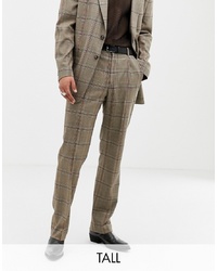 Collusion Tall Suit Trousers In Brown Window Pane Check