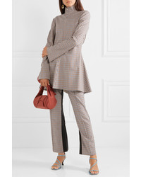 Rosie Assoulin The Scrunchy Checked Stretch Wool Blend And Twill Flared Pants
