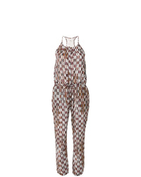 Brown Check Jumpsuit