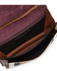 Burberry Check Leather Small Crossbody Bag Tan