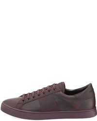 Burberry Ritson Pvc Check Leather Low Top Sneaker Wine