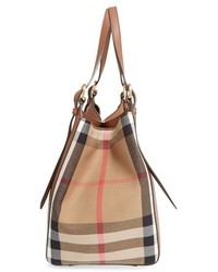 Burberry Canterbury House Check Leather Tote Brown