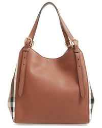 Burberry Canterbury House Check Leather Tote Brown