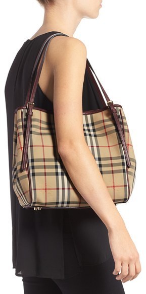 Burberry Small Canter Horseferry Check Leather Tote Beige, $895 | Nordstrom  | Lookastic