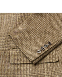 Polo Ralph Lauren Brown Slim Fit Checked Silk Linen And Wool Blend Blazer