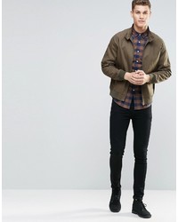 Asos Brand Skinny Shirt In Brown Check With Long Sleeves