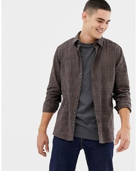Jefferson Small Brown And Grey Check Shirt