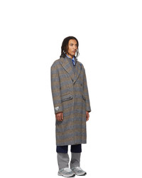 Ader Error Brown And Blue Wool Sherlock Double Coat