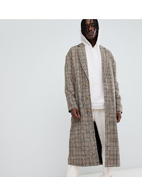 The New County Longline Overcoat In Brown Check