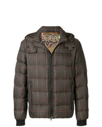 Brown Check Puffer Jacket
