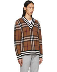 Burberry Brown Check Cashmere Sweater