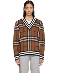 Burberry Brown Check Cashmere Sweater