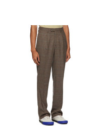 Noah NYC Brown Wool Check Single Pleat Suit Trousers