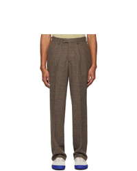 Noah NYC Brown Wool Check Single Pleat Suit Trousers