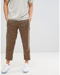 Selected Homme Wool Trousers In Tapered Cropped Fit Grid Check