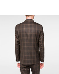 Paul Smith Brown Windowpane Check Double Breasted Wool Blazer