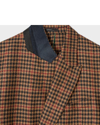 Paul Smith Tailored Fit Brown Check Double Breasted Wool Cashmere Blazer
