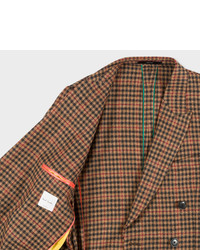 Paul Smith Tailored Fit Brown Check Double Breasted Wool Cashmere Blazer