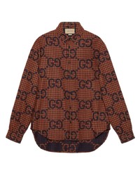 Gucci Maxi Gg Print Wool Shirt