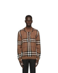 Brown Check Wool Polo Neck Sweater