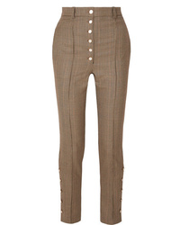 Hillier Bartley Button Embellished Checked Wool Skinny Pants