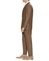 Hickey Freeman Brown Glen Plaid Suit