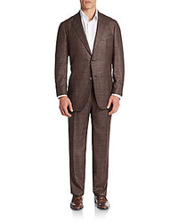 Isaia Regular Fit Plaid Wool Silk Blend Suit