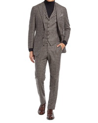 Brown Check Wool Three Piece Suit