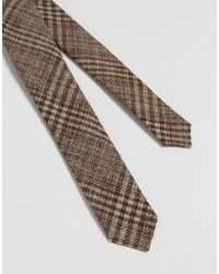 Asos Tie In Check With Frayed Edge In Wool Mix