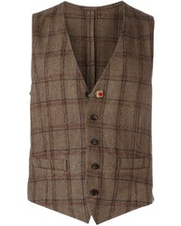 Brown Check Wool Waistcoat
