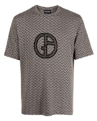 Giorgio Armani Logo Print Chevron Pattern T Shirt